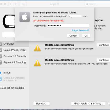 Mac OS Catalina and Apple ID